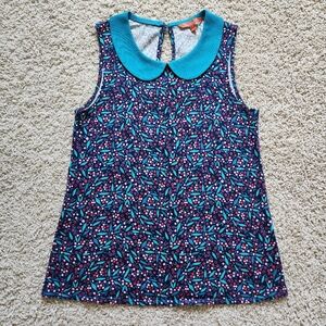 Modcloth Peter Pan Collar Blue Floral Tank Small